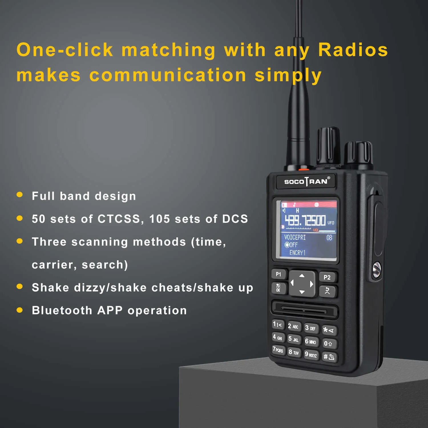 Socotran UV Full Band Walkie Talkie Outdoor Handheld Radio GPS Bluetooth Aviation Frequency Automatische Frequenzmodulation