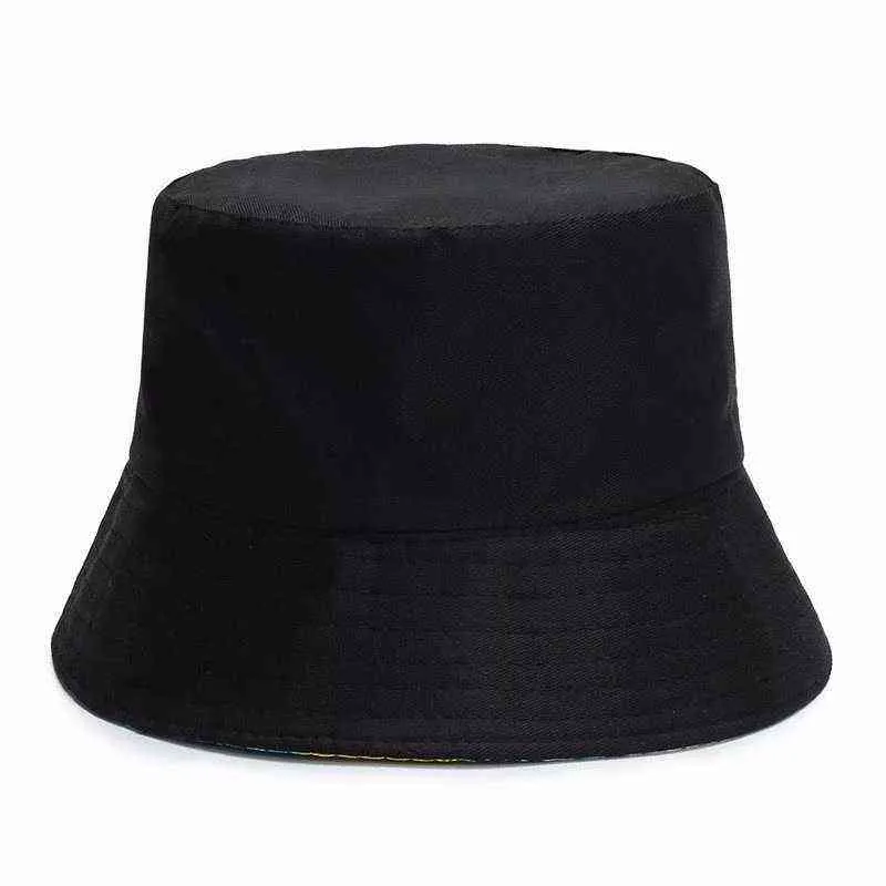 Ny Unisex Summer Bucket Hat Kvinnor Utomhus Solskyddsmedel Fiske Jakt Keps Män Sun Förhindra hattar Anpassad Skriv ut Text Fishman Hat Y220301