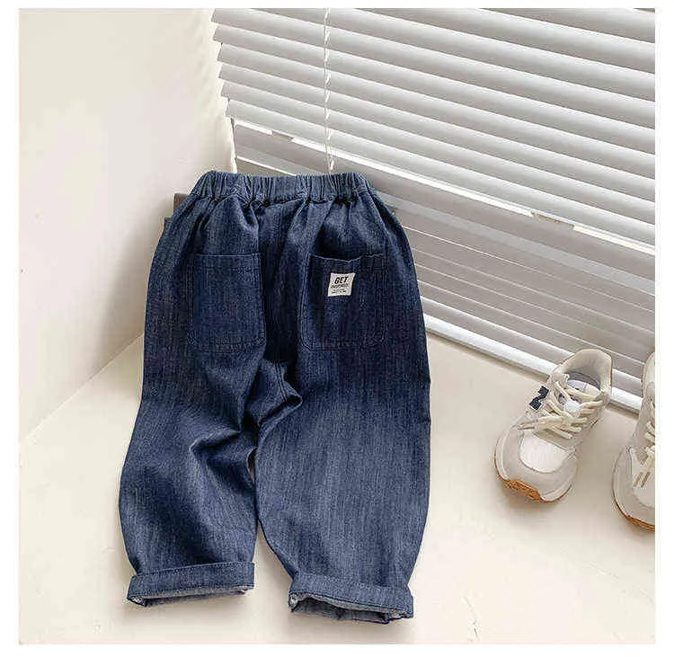 Autumn boys dark color soft loose jeans kids all-match casual denim pants 211102