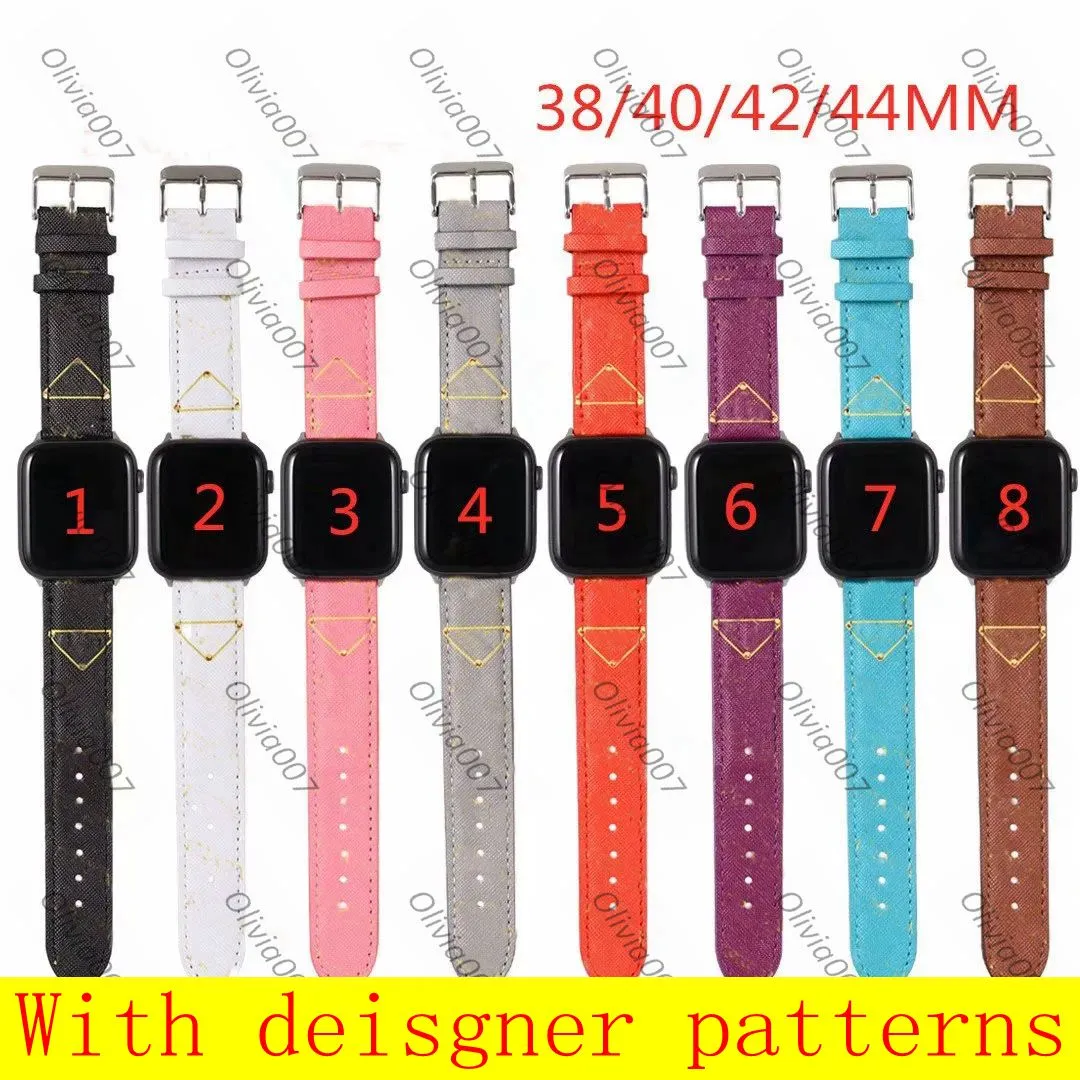 P designer de luxe Bracelets Montre Bande 42mm 38mm 40mm 44mm iwatch 2 3 4 5 bandes Bracelet en cuir Bracelet Fashion Stripes bracelet A11