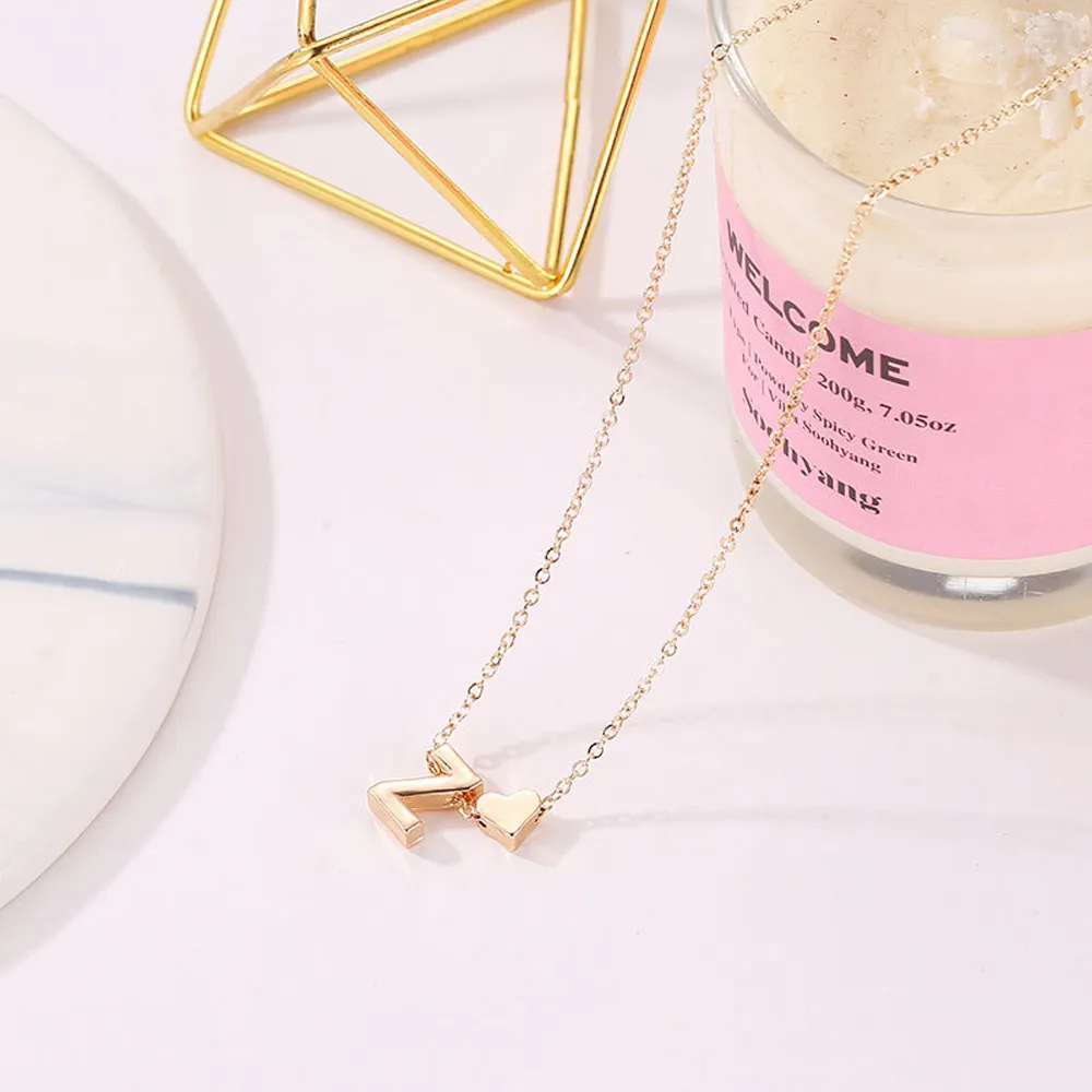 Fashion Tiny Heart Dainty Initial Ketting Goud Zilver Kleur Brief Naam Choker Kettingen Voor Vrouwen Hanger Sieraden Gift