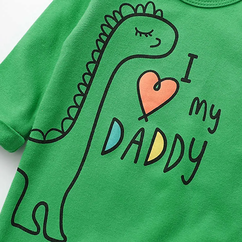 Printemps et automne bébé j'aime ma maman Dino asual animal dinosaure imprimé combinaison vêtements 210528