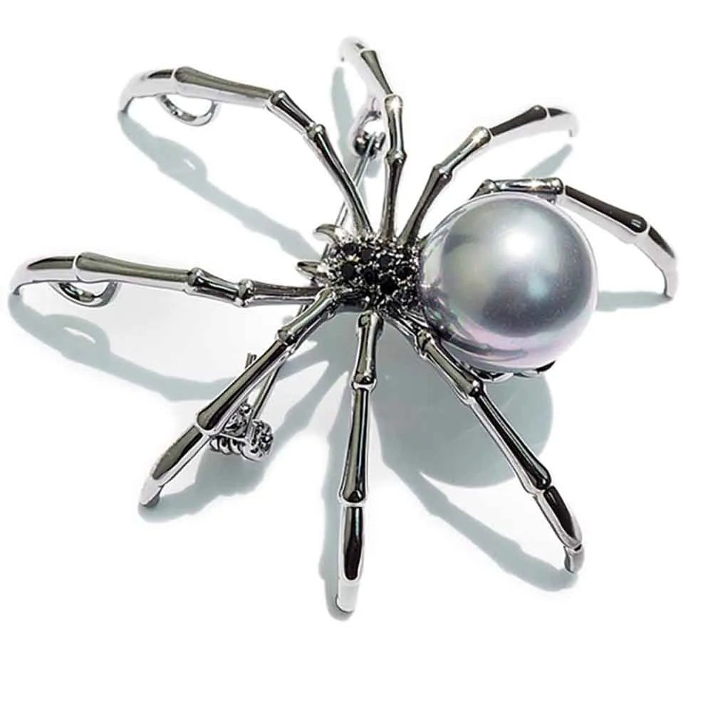 Luxury Fashion Women Rhinestone Faux Pearl Spider Brooch Pin Corsage Lapel smycken gåva1885220