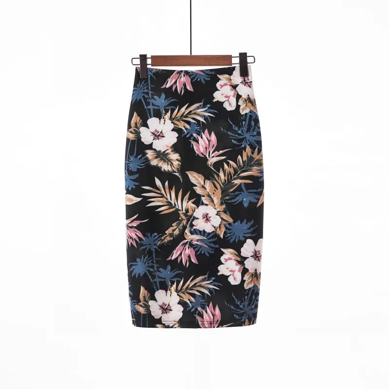 2021 Summer Fashion New Women's European And American Digital Printing High Waist Bag Hip Short One-Step Skirt Trend H347 X0428
