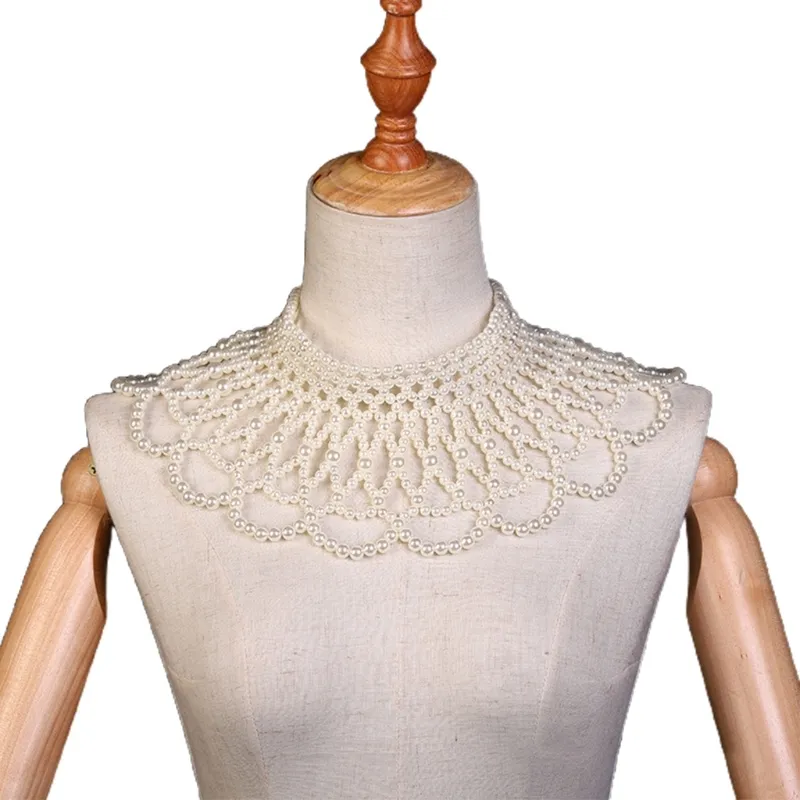 Imitation perle collier ondulé bavoir tour de cou Vintage robe de mariée occidentale évider bijoux corps chaîne collier châle