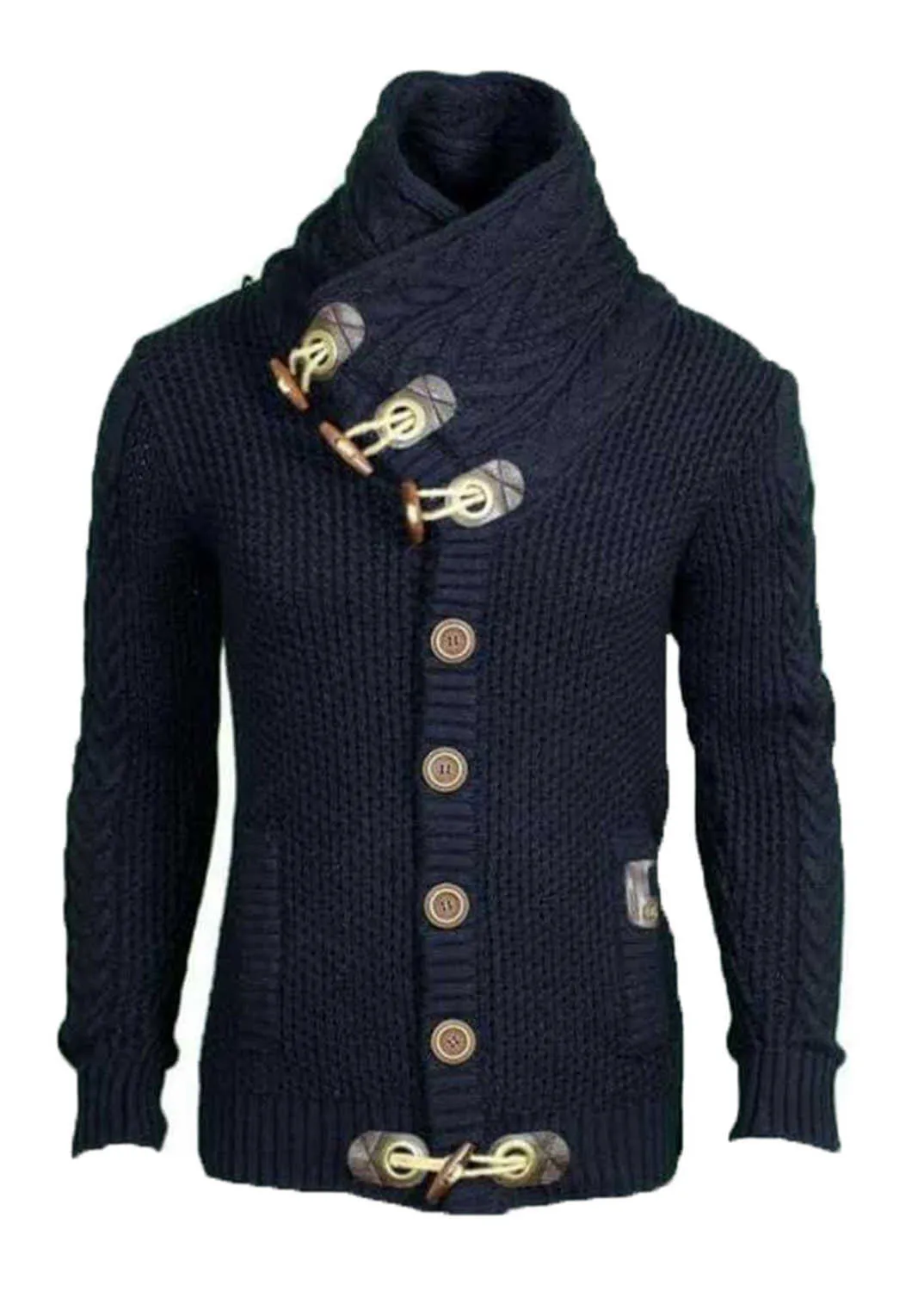 ZOGAA hommes Slim pull pull hommes marque décontracté Slim chandails épais corne boucle grossière laine torsion fleur pull 211014