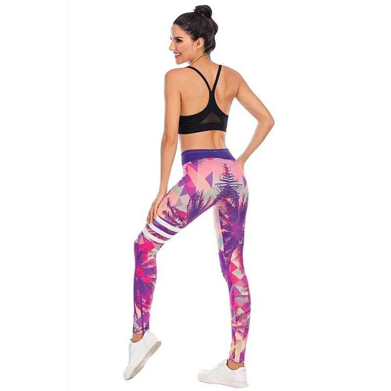 Purple Leaf Sexy Fitness Leggings donna Workout Leggins Mujer Elasticity Legging anticellulite Push Up Soft Pants Slim legins 211215