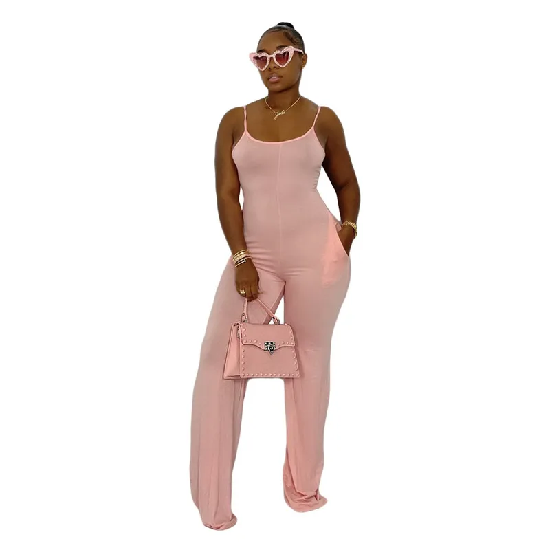 Mode Golvlängd Kvinnor Gallus Jumpsuit Sexiga Flare Byxor Romper Bekväm Clubwear Solid Kläder K7192