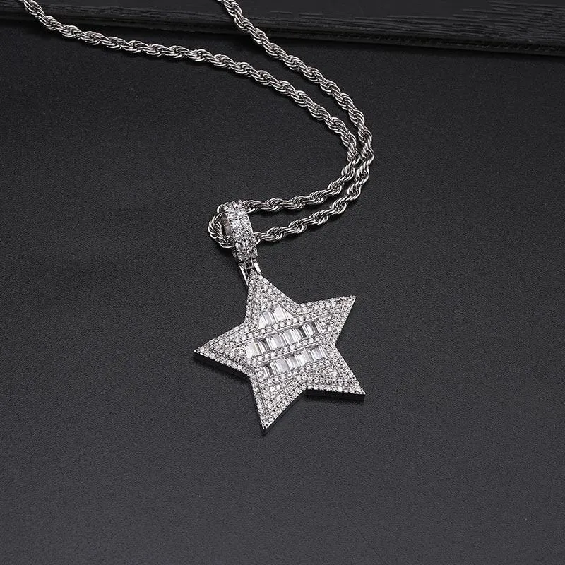 قلادة قلادة أزياء السحر الهيب هوب المجوهرات الصغيرة المعبدة Zirconia bling Iced Out Star Necklace Gift for Women Men274o