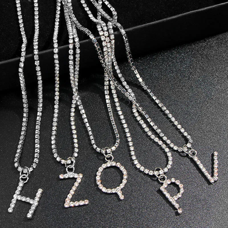 À la mode nouveau cristal 26 lettre pendentif collier pour femmes brillant strass Tennis chaîne collier déclaration bijoux fête cadeau Y03097869071