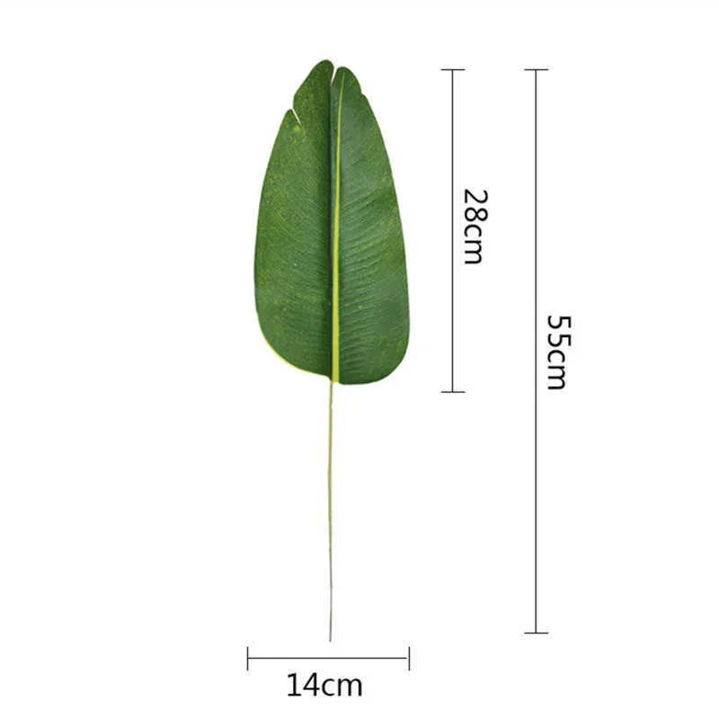 55 cm 12 Stück künstliche Pflanzen, lebensechte Bananenblätter, Zweige, Kunststoff, grüne Palme, Laub, für den Innenbereich, Kunst, Landschaftsbau, Heimdekoration 210624