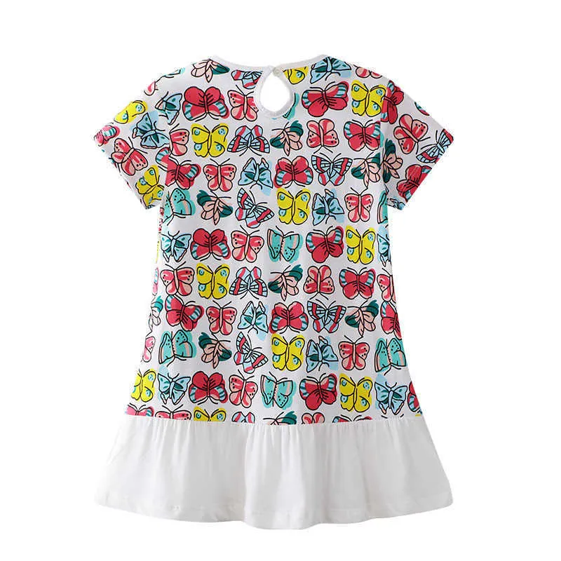 Jumping Meters Summer Girls Papillons Imprimer Coton Vêtements Mode Tunique T-shirts Bébé Tees Tops 210529