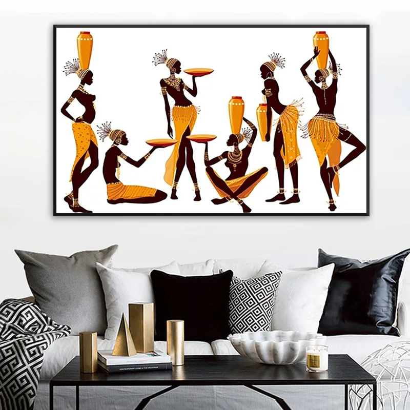 Astratta donna africana tela pittura moderna arte della parete poster e stampe semplicità decorazione immagini soggiorno murale