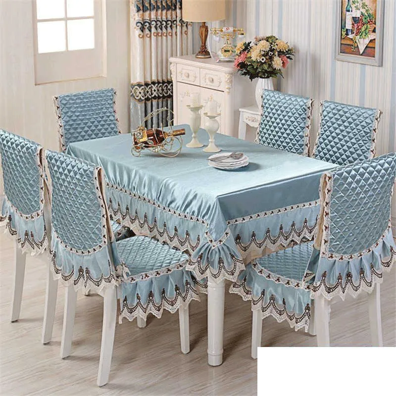 European Style Living Room Decor Table Cloth Anti-Slip Chair Cover Thicken Soft Cushion Dustproof cloths 210626