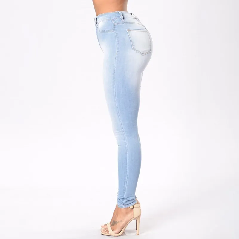 Plus taille 3xl Jean skinny élastique sage élastique jean haut de taille lavé pantalon de crayon de jean décontracté jeans dame