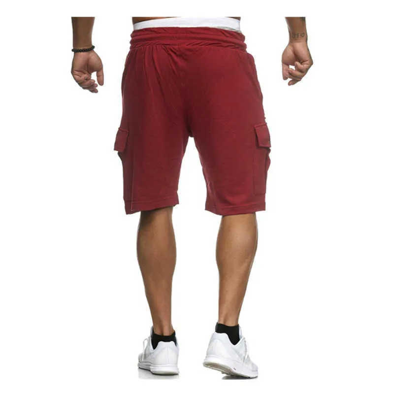 Summer Casual Shorts Męskie Jogging Cargo Mężczyzna Sport Spodnie dresowe Sznurek Jogger Spodnie Multi-Pocket 210714