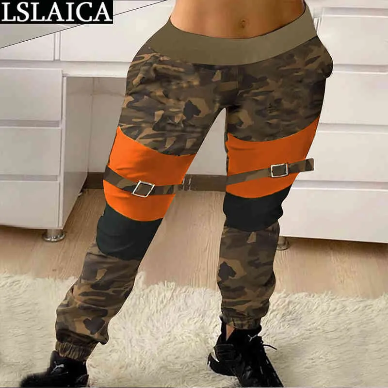 Jogginghose Frauen Lose Camouflage Druck Hosen Casual Mode Elastische Taille Streetwear Spodnie Dresowe Damskie 210520