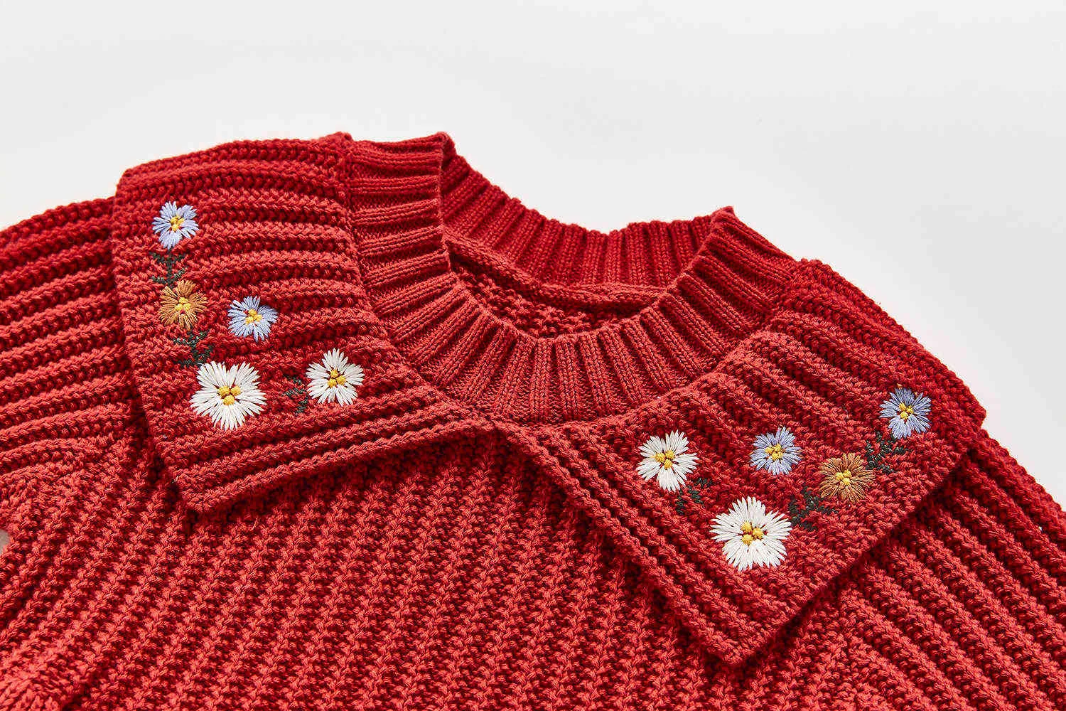Printemps et automne bébé robe en tricot chaud princesse pull brodé 210702