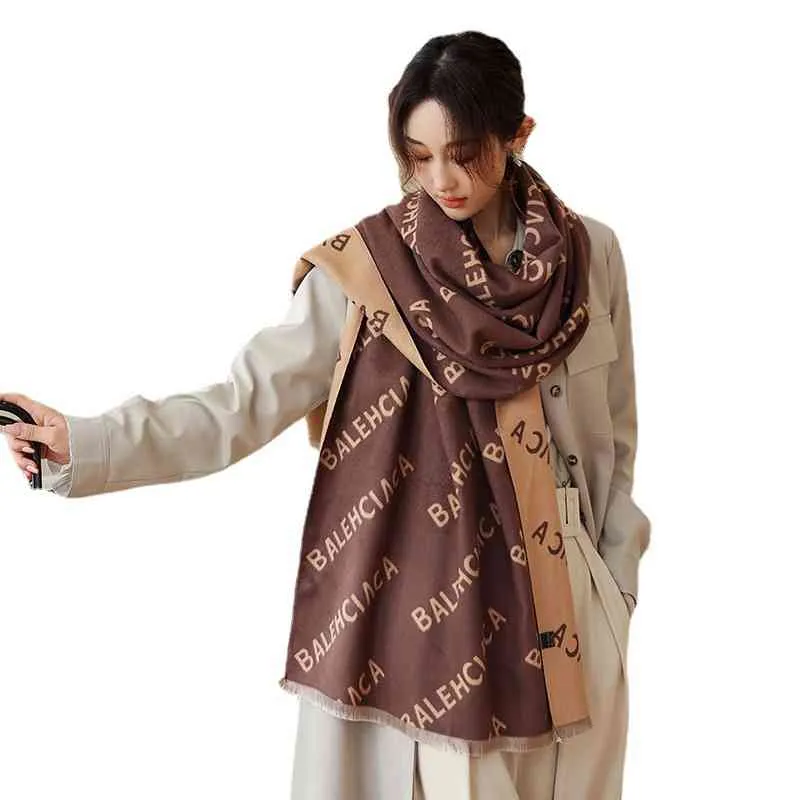 Vinter halsduk design koreansk höst och vinter ny bokstav varm halsduk kvinnors dubbelsidiga förtjockade modehakarduk Dual-syfte AI2265