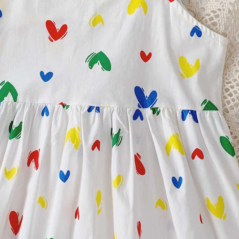Robe de soirée d'été enfant vêtements enfants pour filles en forme de coeur impression jarretelle 210528