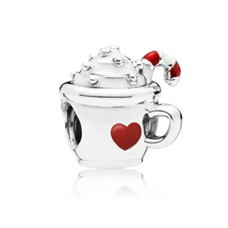 925 Sterling Silver Kaffekopp Tekanna Ice Cream Fashion Charm Pärlor Lämplig för Pandora Trinket Silver Bracelet DIY Smycken Gift