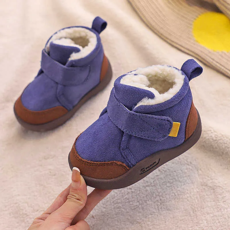 Vinter barn snö stövlar spädbarn baby flicka skor bomull plysch varm toddler sneakers mode pojkar kort icke-slip scw028 211022