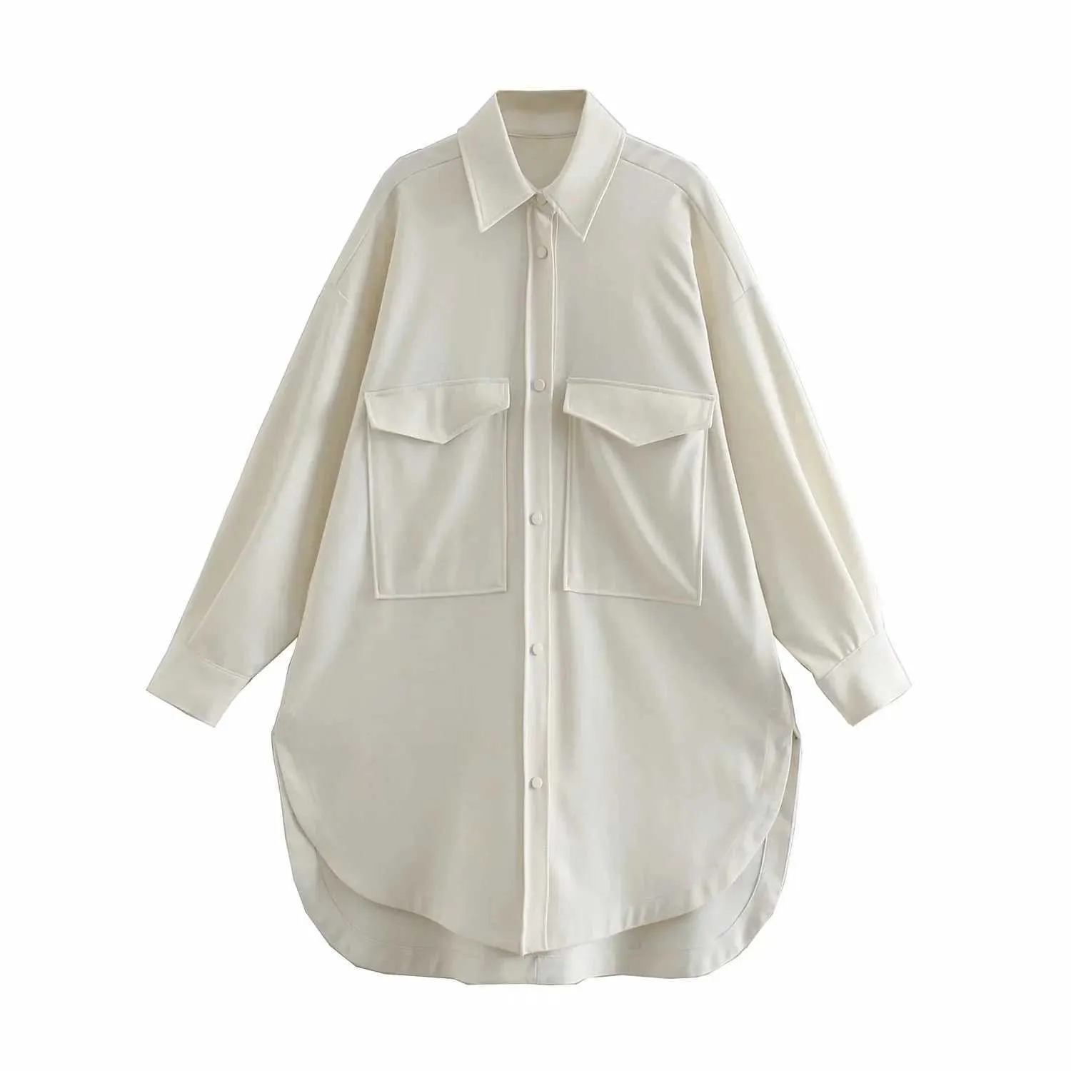 ZA Women Autumn Oversize White Shirts Long Sleeve Turn-down Collar Button Loose Temperament Elegant Blouse Shirts Chic Shirt 210602