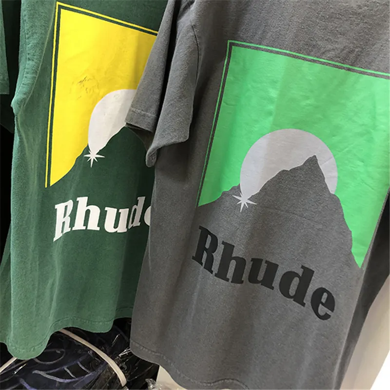 Rhude t Shirt Men Women Washed Do Old Streetwear T-shirts Summer Style High-quality Top Tees