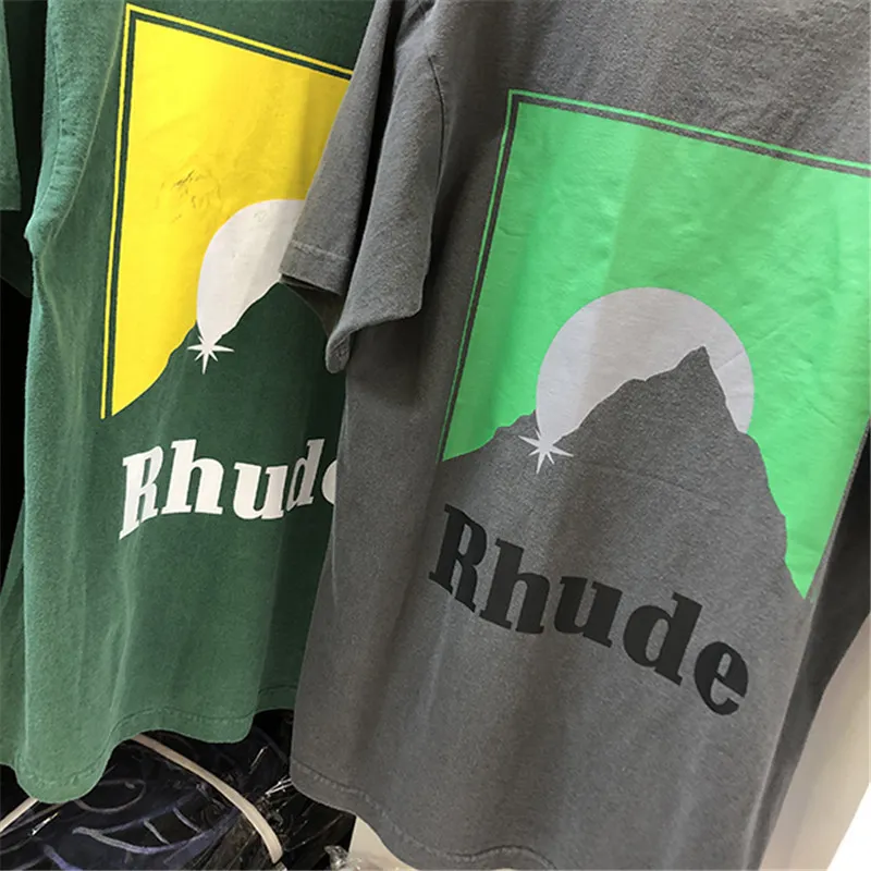 Rhude t 셔츠 남성 여성 Washed Do Old Streetwear 티셔츠 여름 스타일 고품질 탑 티즈