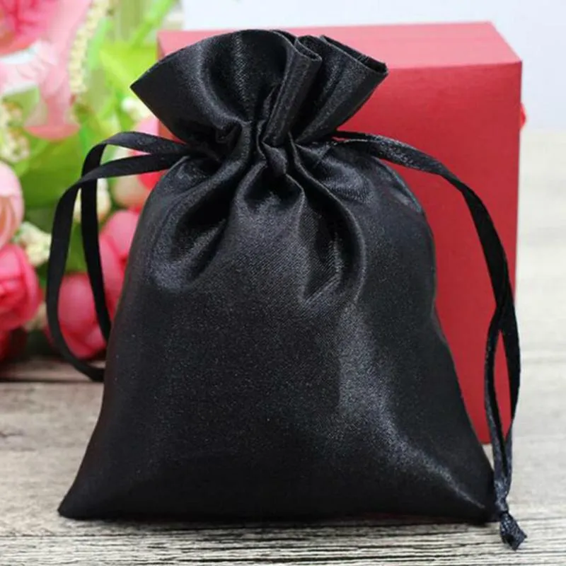 Satin Gift Bags Custom Packaging Jewelry Pouches Makeup Party Candy Silk Drawstring Sachet Pocket Reusable Sack Print Logo Wrap268F