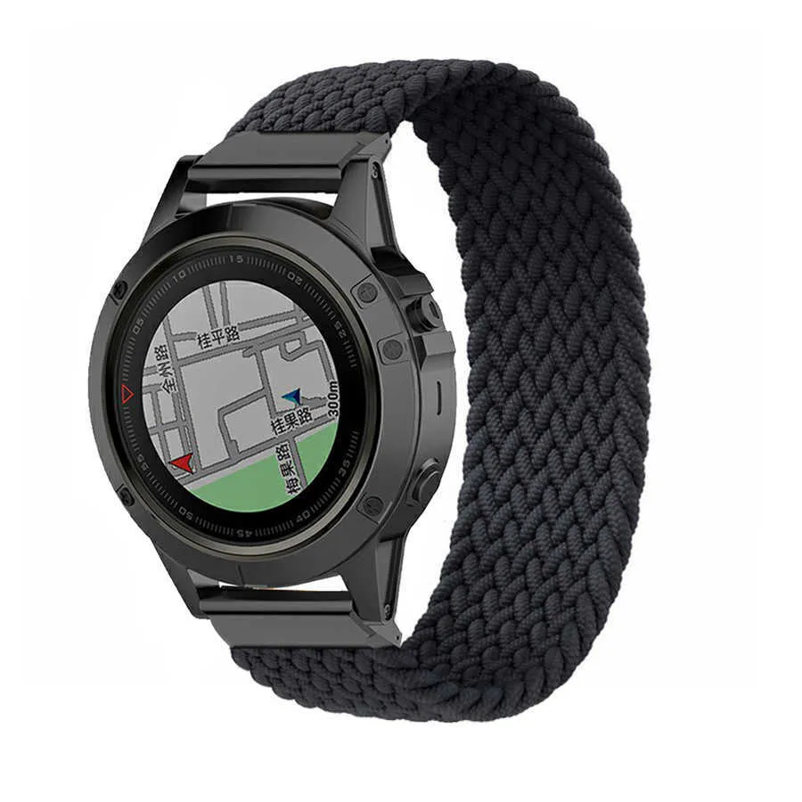 22 22 MM Gevlochten Solo Loop Nylon Quick Release Horlogeband voor Garmin Fenix ​​6 6x Pro 5x 5 Plus 3HR 935 945 S60 Siliconen Horlogeband H0915