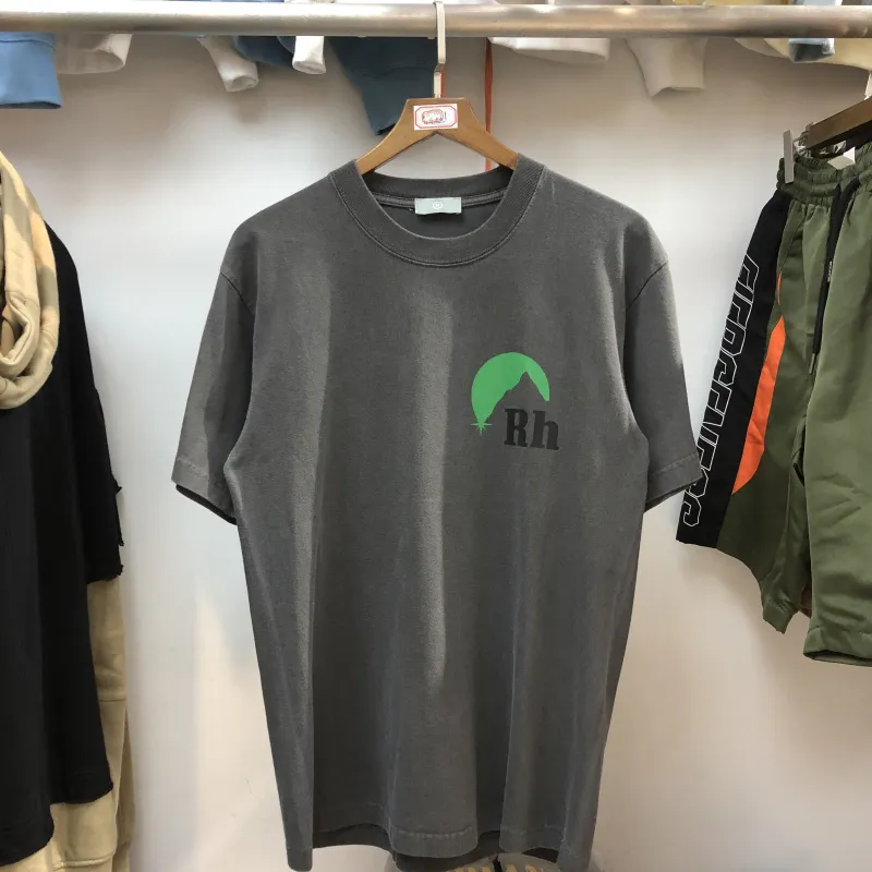 Rhude T 셔츠 남성 여성 캐주얼 고품질 Tshirt 코튼 탑 티즈 일본 RHUDE T 셔츠 그레이 그린