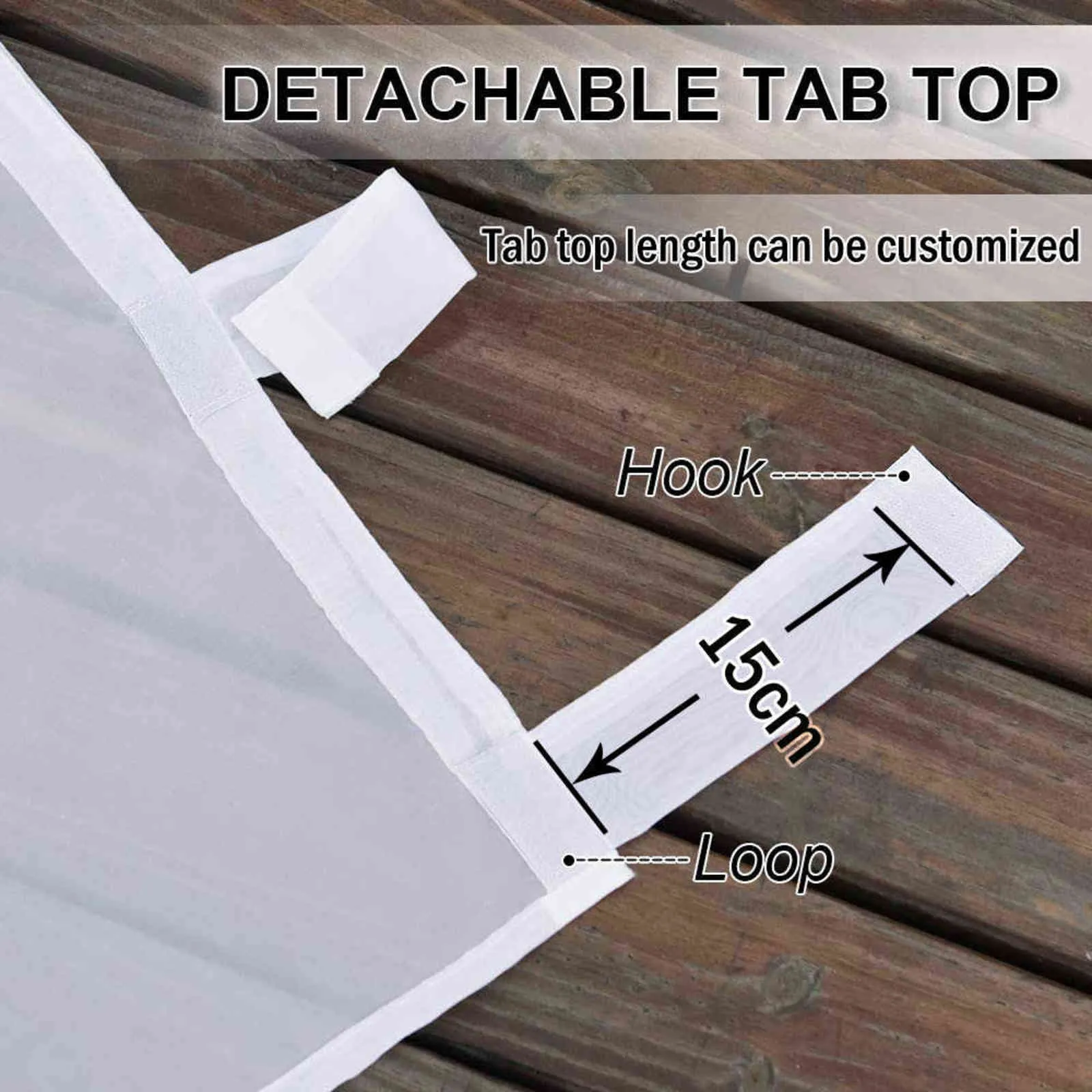 NICETOWN Buitengordijn voor terras Afneembare kleverige tab-top voor eenvoudig ophangen Waterdicht buitenveranda Wit transparant met touw 211221f