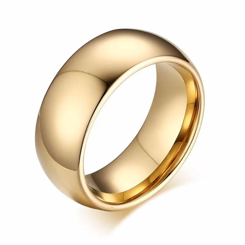 Anillos de clúster Tungsten Carbide 8 mm Anillo de bodas de domingos de domo para hombres para hombres Joyas de compromiso en oro Rose Golden 267L