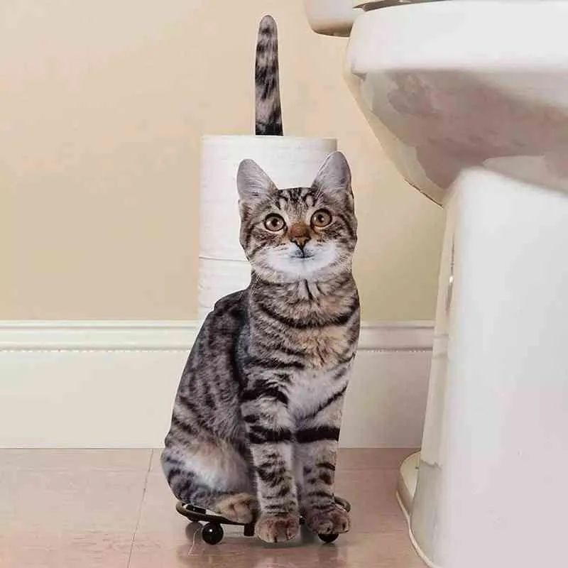 Cat Decorative Toilet Paper Holder -Standing Bathroom Tissue Storage Toilet Roll Holder Paper Rack Bathroom Iron Storage 22011246Y