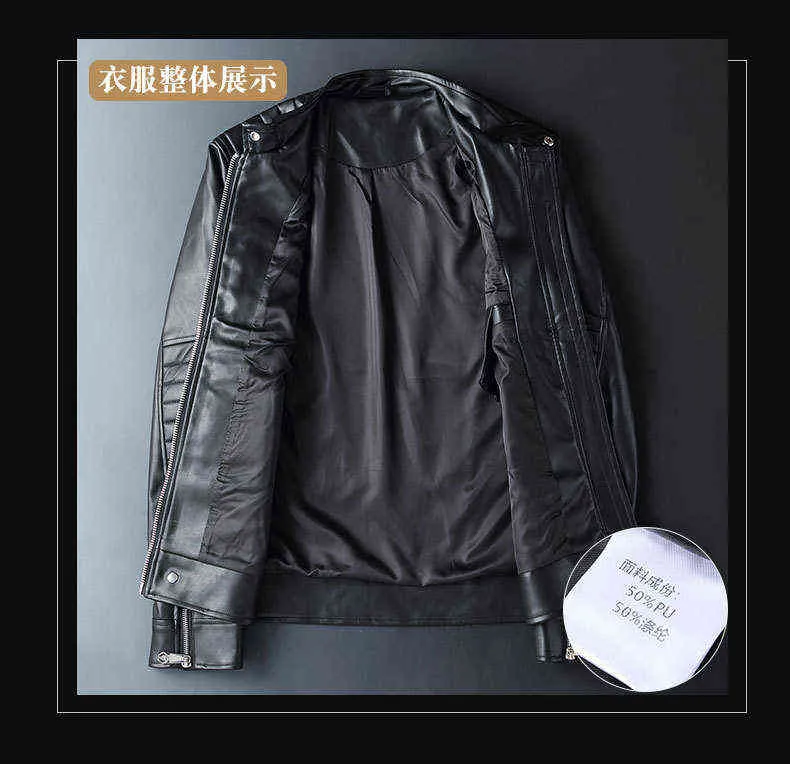 Black Pu Jackets Homens Moda Metal Emblemas High Street Stand Neck Zipper Sleeve Streetwear Motocicleta Casacos De Couro Faux 211111