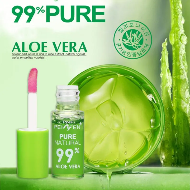 Natural Aloe Vera tonad läppglans Färg som byter fuktgivande flytande läppstift långvarig läppar Makeup Cosmetics1858825