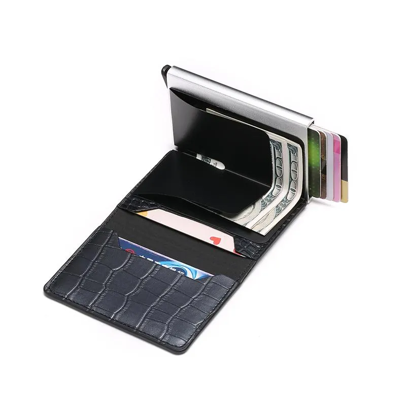 Brieftasche für Männer und Frauen, Visitenkartenhalter, PU-Leder, Geldbörse, automatisch, S, kurze Geldbörsen283s
