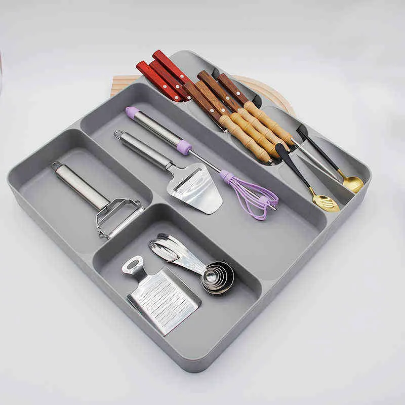 Pratique cuillère couteau fourchette vaisselle organisateur cuisine couverts plateau de rangement vaisselle séparation stockage PP conteneur 211110