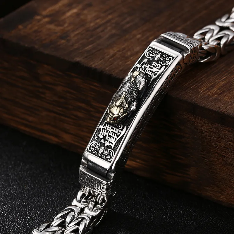 New Manual Chinese Style Retro Silver Doublestranded Peace Tattoo Money Brave Troops Men039s Bracelet Personality Pop Retro Lu3286382