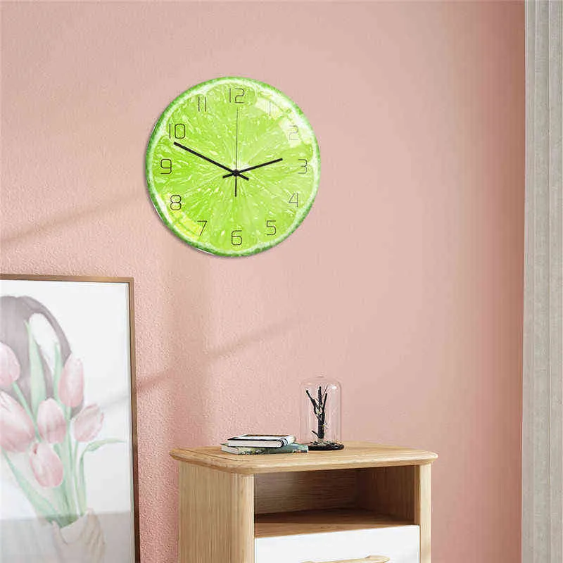 Fresh Fruit Wall Watches Home Decor Appeso Limone Cucina Cucina Orologi Reloj de Pared Beverage Negozio Decorazione Regalo speciale Estate H1230