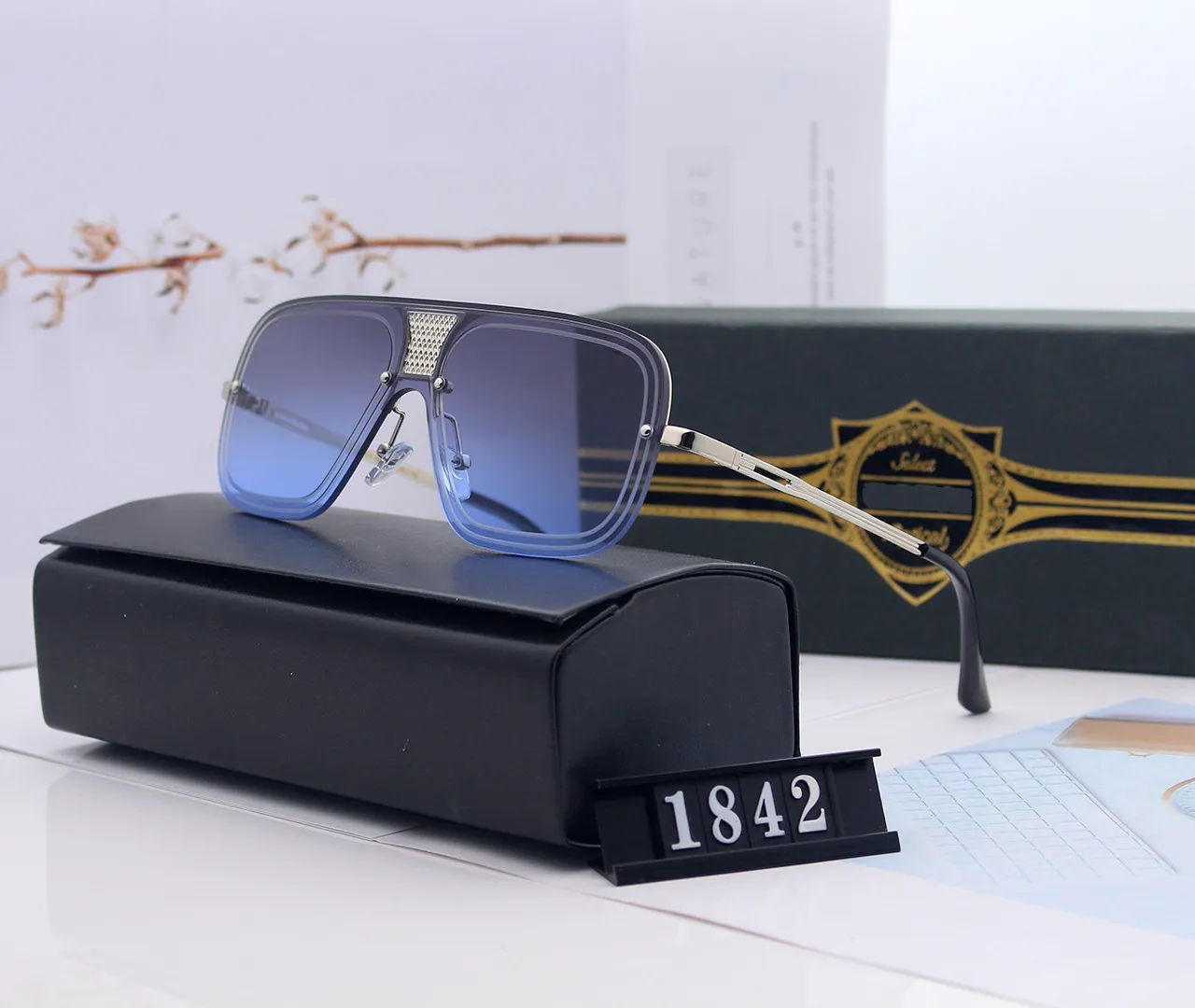 1842 Gafas de sol Moda Мужские и женские солнцезащитные очки UV400 ProtectionTop Calidad с футляром в коробке304Y