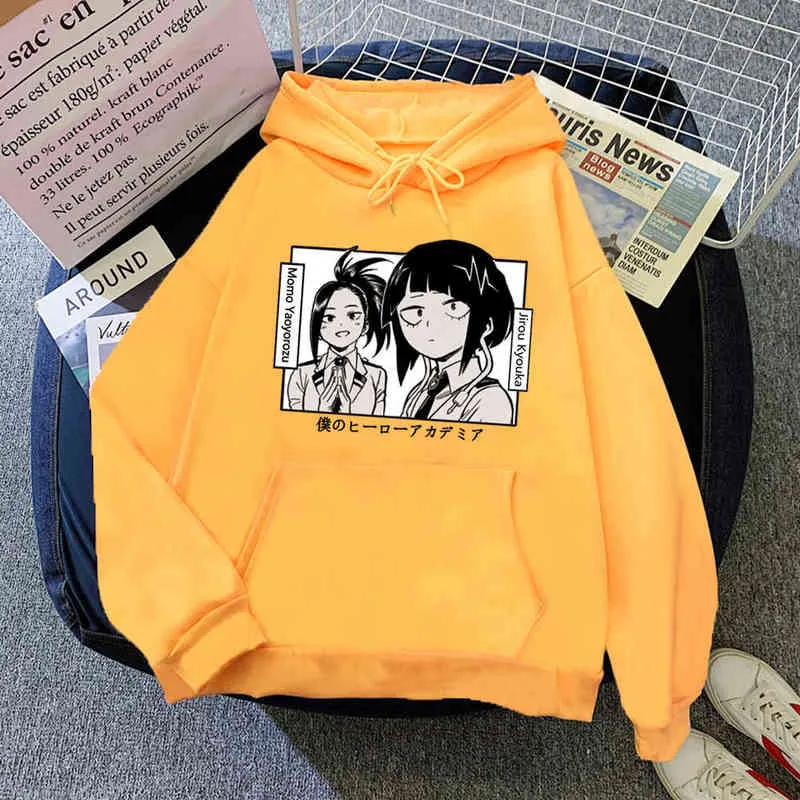 2021 Anime My Hero Academia Charage Momo Yaoyorozu Jirou Kyouka Hoodie voor Mannen Dames Lange Mouwen Sweatshirt H1227