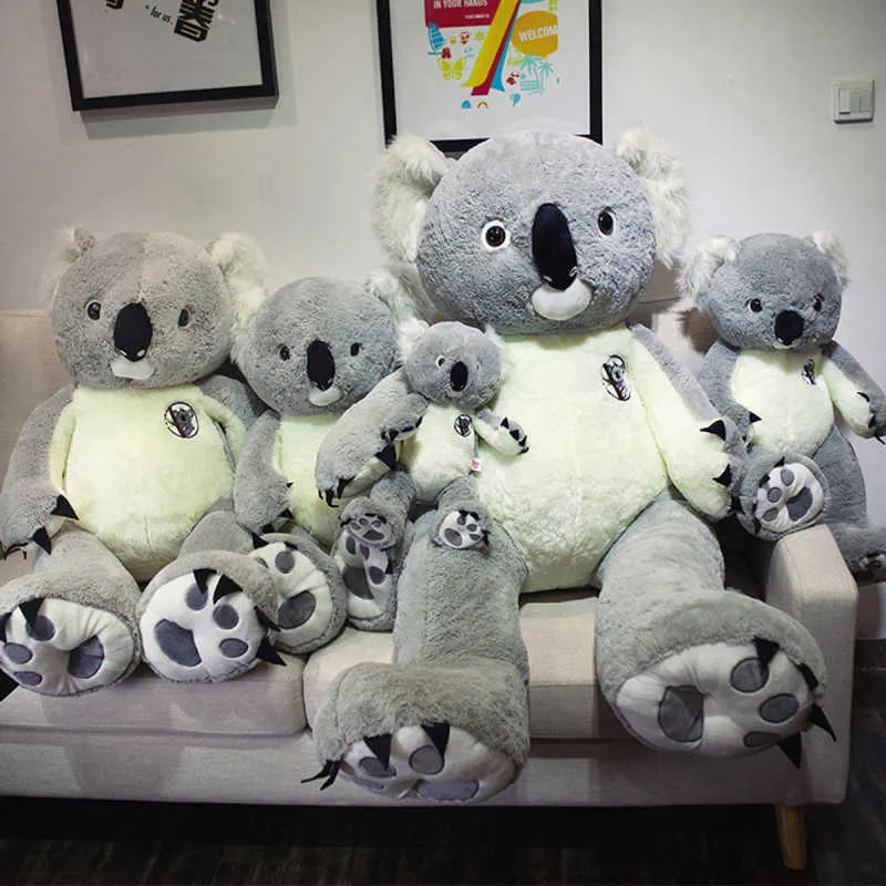 100-80cm Grande Gigante Austrália Austrália Koala Pelúcia Brinquedo Macio Urso De Preforeiro Boneca Brinquedos Crianças Juguetes para Meninas Presente de Aniversário 210728
