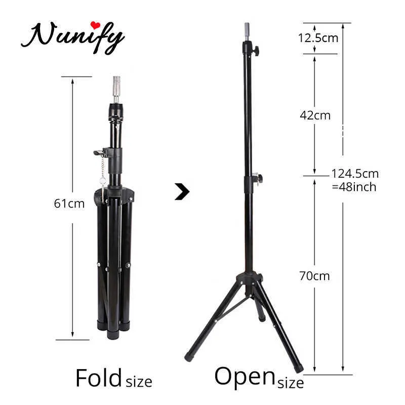 Nunify Black Tripod Stand med Canvas Block Head Training Mannequin Manikin Head Styling Making Wig Holder 50st T Needle 2110132276803