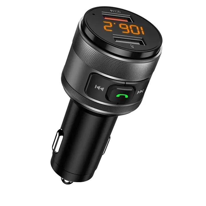 Zestaw samochodowy Adapter Bluetooth Bezprzewodowy nadajnik FM Zestaw głośnomówiący Dzwonek Stereo MP3 Odtwarzacz Muzyczny Dual USB Telefon Charger QC3.0 Szybkie obciążenie UP Wsparcie U