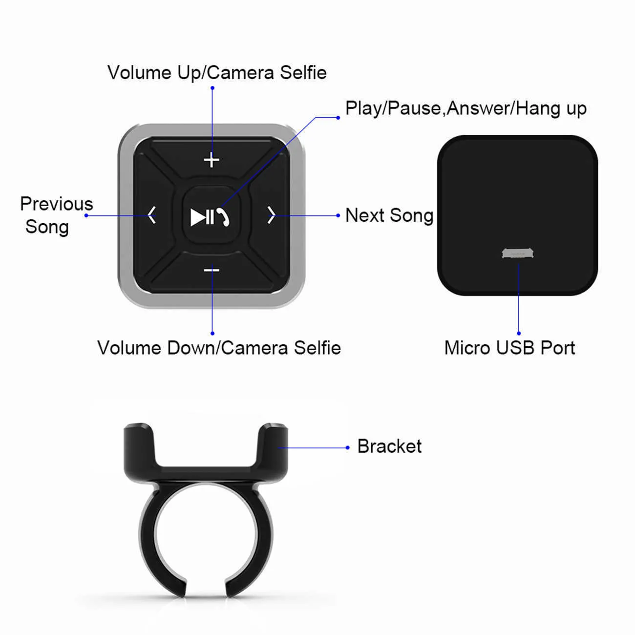 Kablosuz Araba Bluetooth Ses Denetleyicisi Düğme Müzik Uzaktan Kumanda Direksiyon IOS Android Cihazlar Için Araba