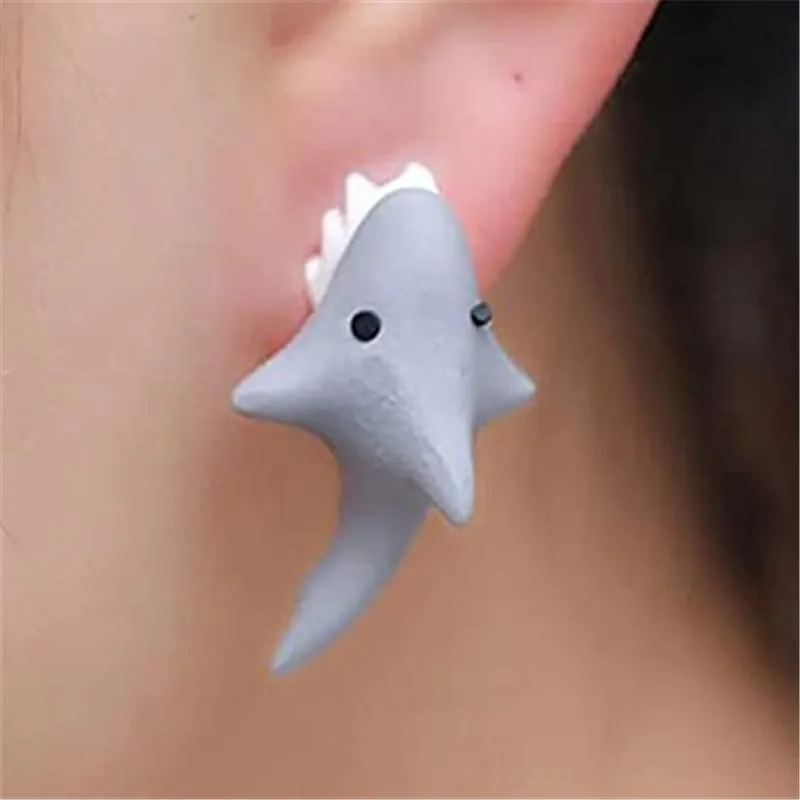 Stud Pair Cute Animal Bite Earring Cartoon Soft Clay Earrings Tyrannosaurus Dinosaur Fun Party Gift2749