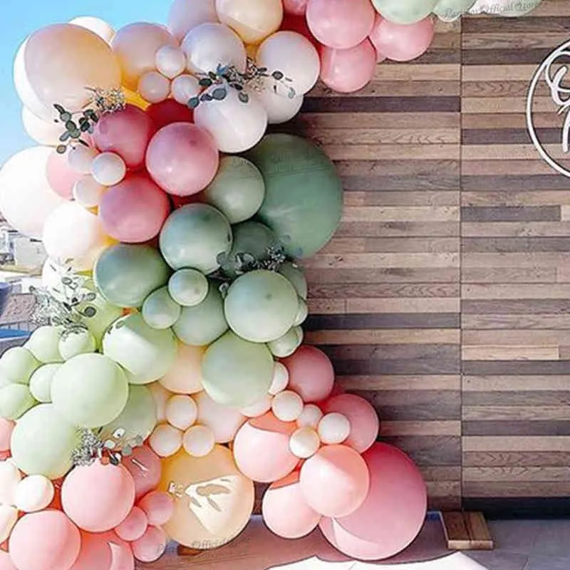 129 sztuk Różowy Mix Avocado Green Color Lateks Balony Garland Kit Balloon Arch Wedding Decorations Baby Shower Home Decors Globs 211216