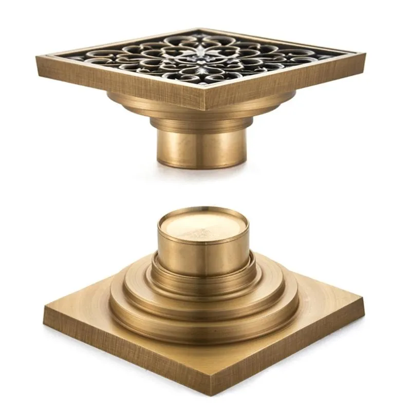 Other Bath & Toilet Supplies Euro Floor Drains Antique Brass Shower Drain Bathroom Deodorant Square Strainer Cover Grate Waste Use311P